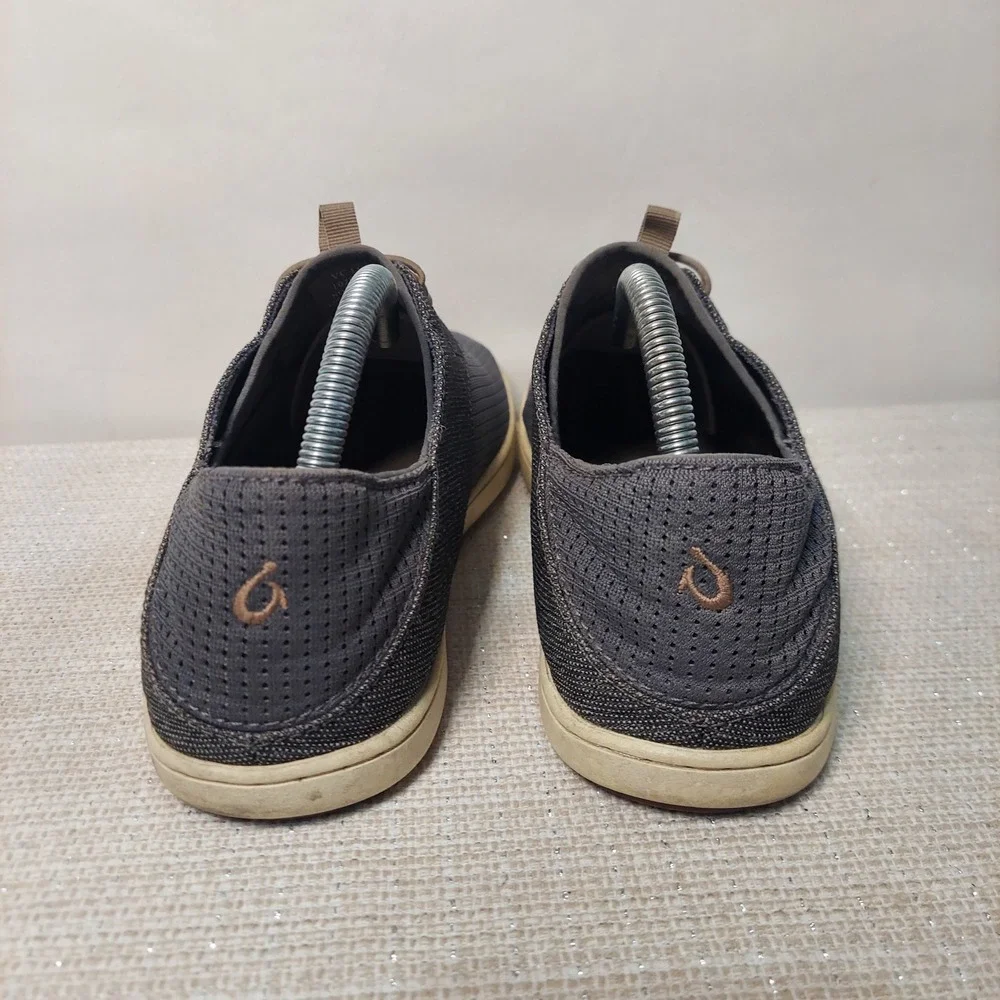 OluKai Nohea Moku Mens 8 Gray Mesh Boat Shoes Slip On Sneakers 10283-2610